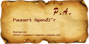Paunert Agenór névjegykártya